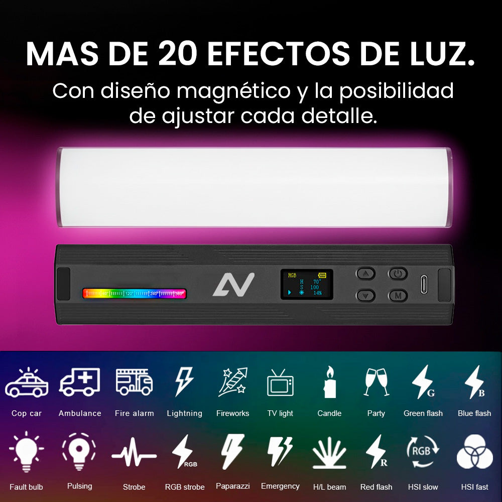 Luz LED Magnética RGB: Control de color e iluminación - AVORA